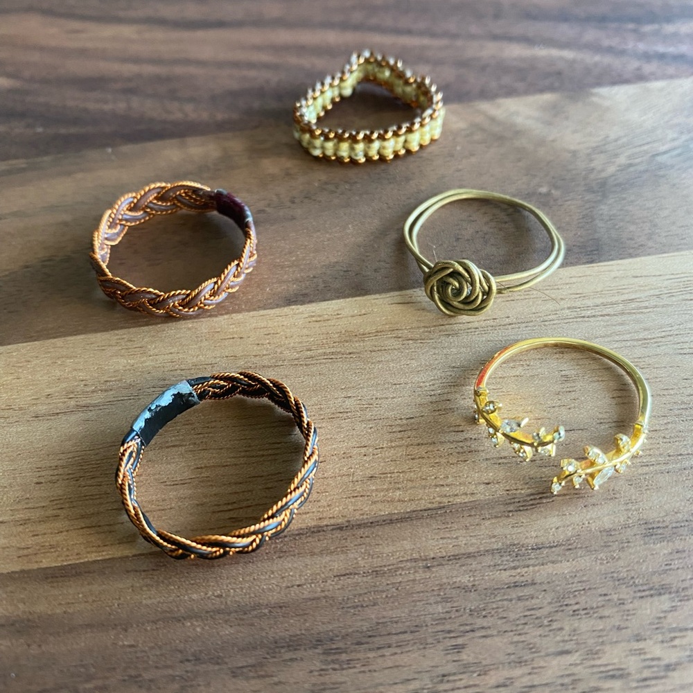 Natural Earth Toned Ring Bundle, Set of 5